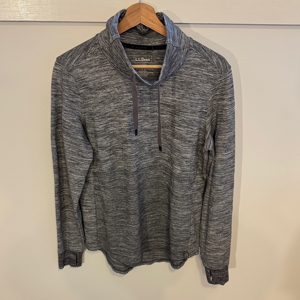 L.L. Bean Women’s Cowl Neck Pullover Gray Space Dye Long Sleeve Top Size S